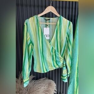 ZARA stripe print balloon sleeve top 9878/117
